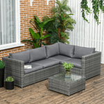 3pcs Rattan Dining Sofa Set Table Garden Furniture Outdoor | Gray