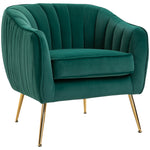 Velvet Look Shell Shaped Chair Adjustable Feet Padding | One Size | Green