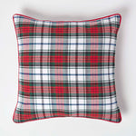 Tartan Check Cotton Cushion Cover | 60cm x 60cm | Red & White