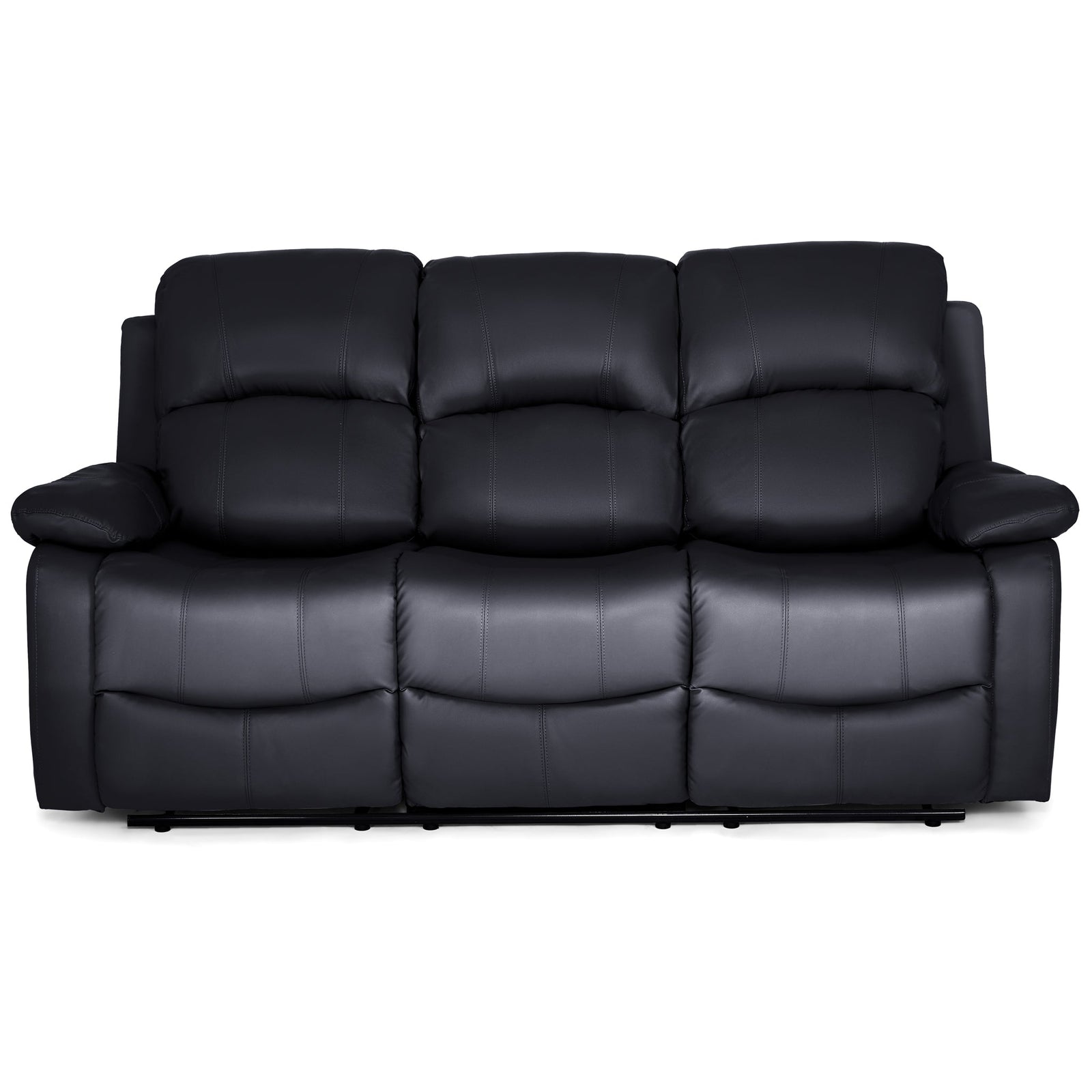 Bonded Leather Recliner Sofa - 3 Seater | Black