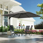 3 X 3 M Cantilever Parasol, Square Patio Umbrella With Crank Handle | Dark Grey
