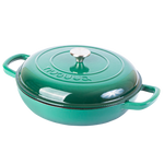 Shallow Cast Iron Casserole Pot With Lid  - 30cm , 3.7-quart | Dark Green