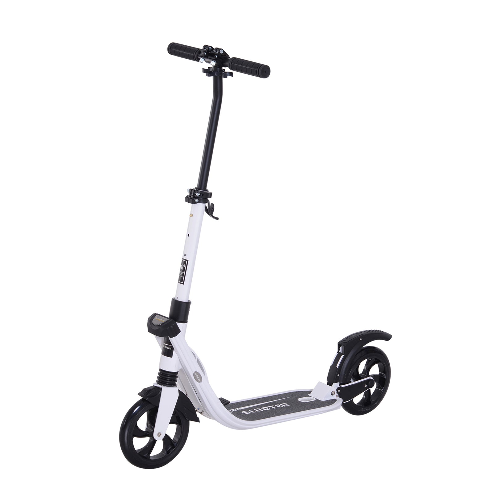 Folding Kick Scooter Teens Adult Ride On 2 Big Wheels | White