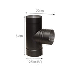 Flue Pipe 90 Degree Tee For 5" Inch (125mm) | Black