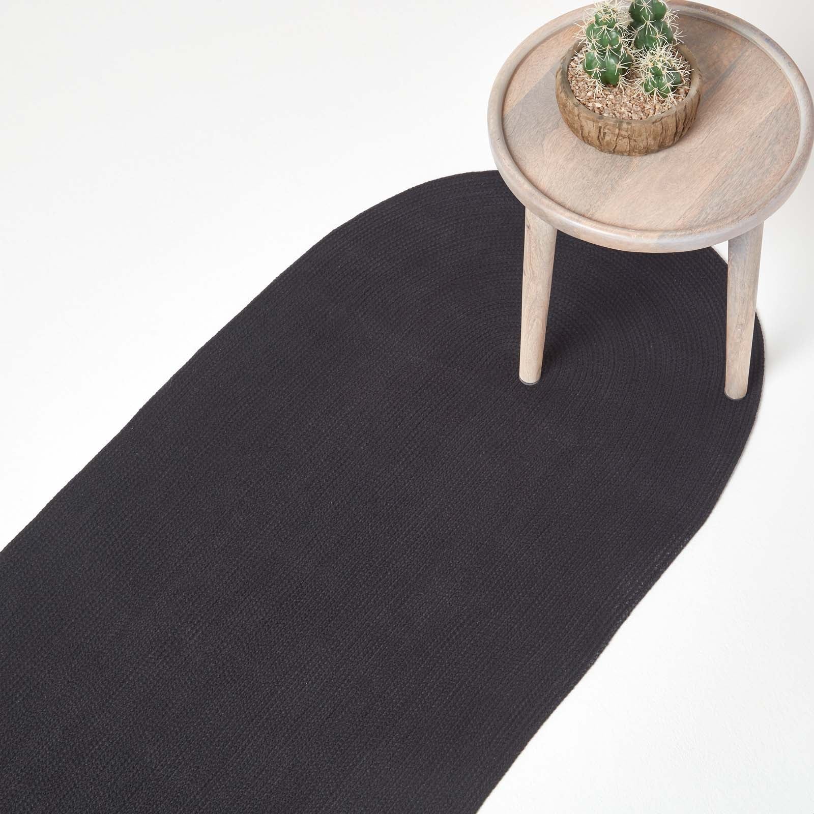 Handmade Woven Braided Oval Rug | 200cm | Black