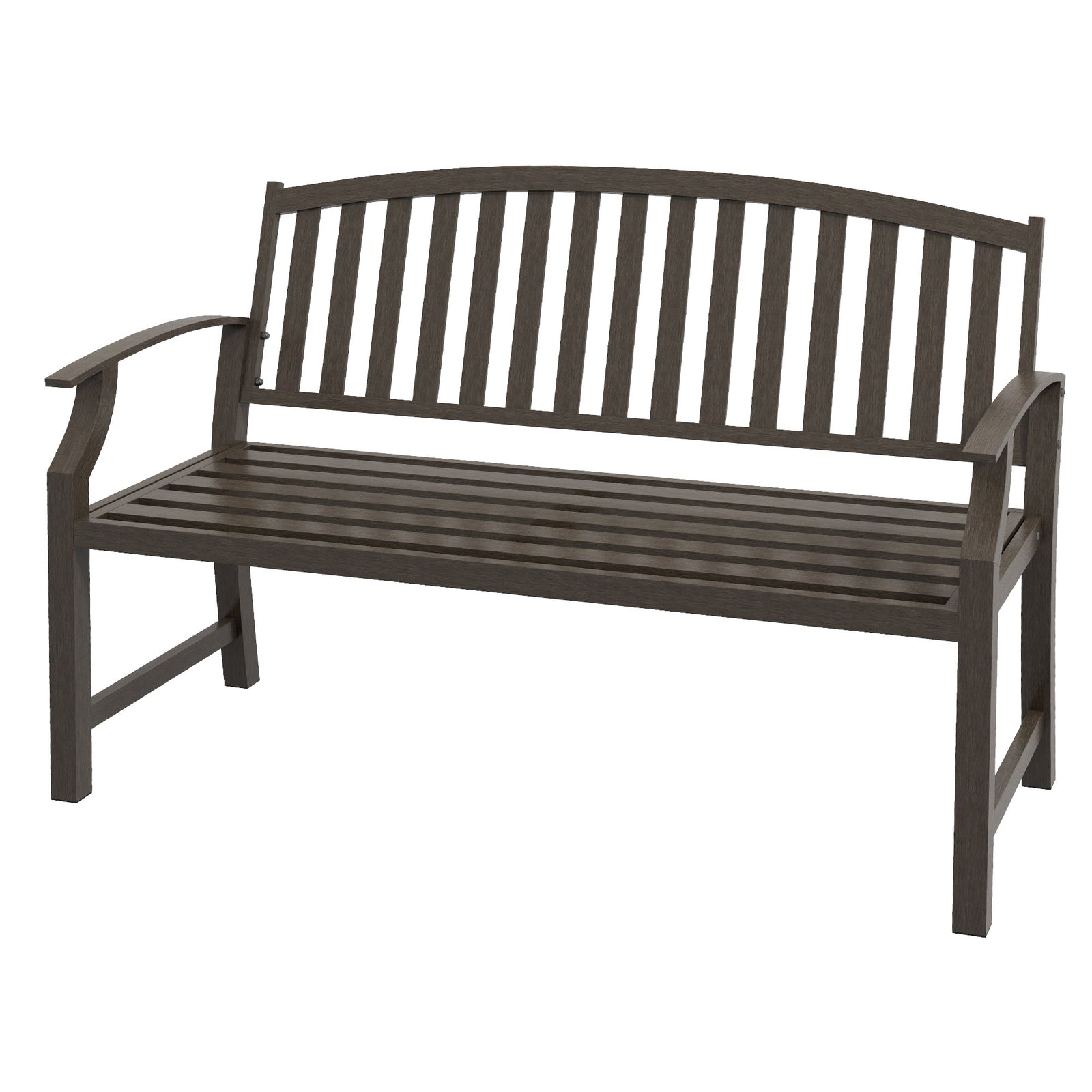 Garden Bench Curved Armrest Brown
