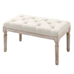 End Of Bed Bench, Tufted Upholstered Foot Stool | Medium | Cream