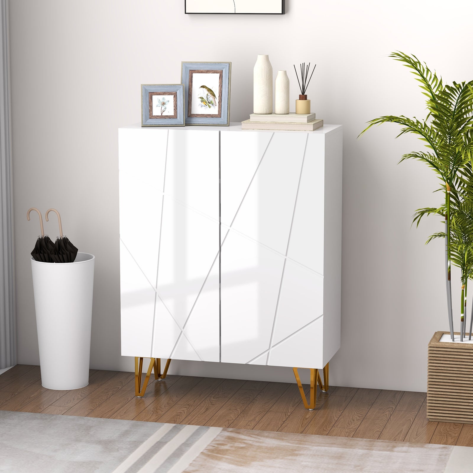 Shoe Storage Cabinet Soft-close Hinges And Adjust Shelves | One Size | White