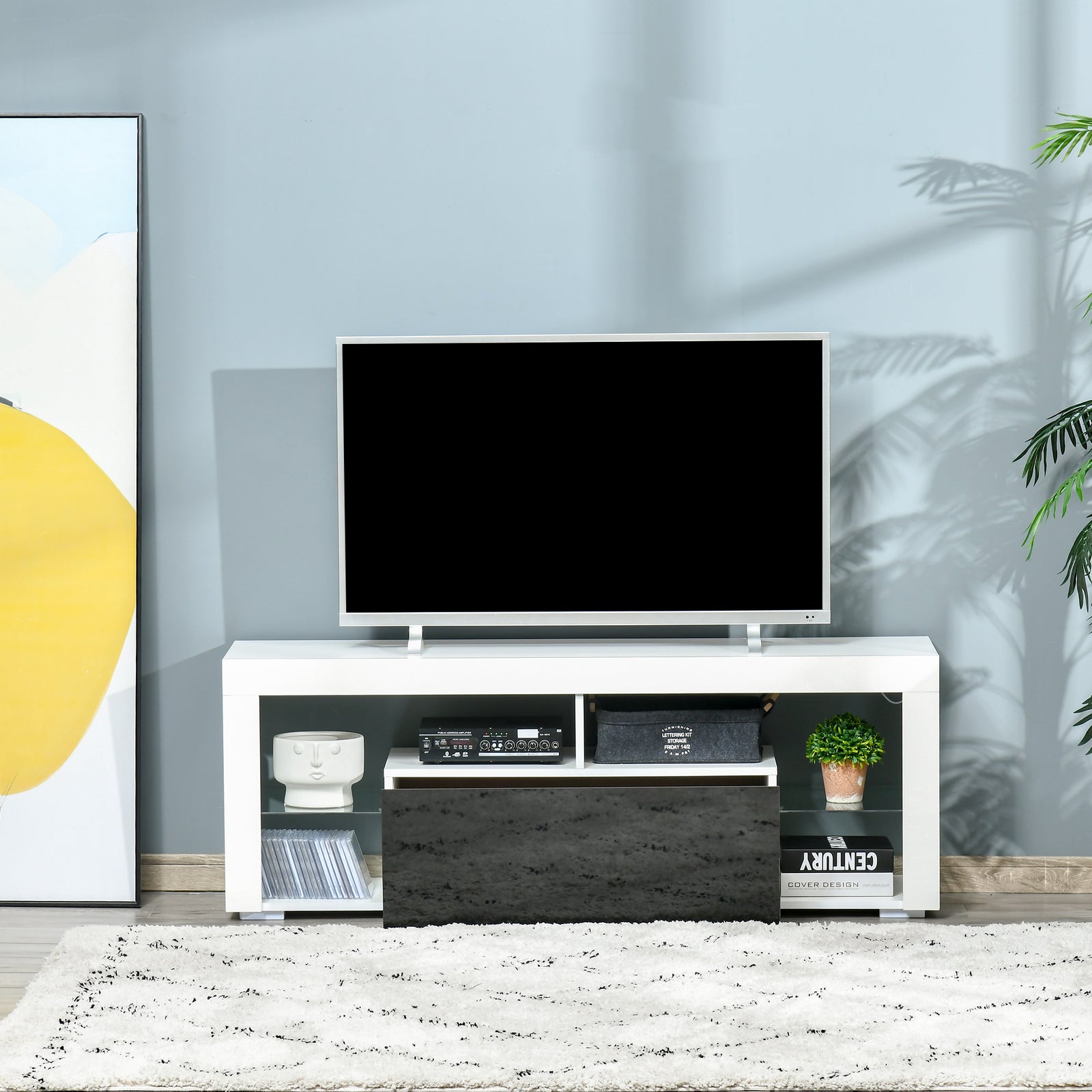 140cm High Gloss Tv Stand With Led Storage