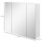 kleankin Bathroom Mirror Cabinet Wall Mount Storage Organiser W/ Door, White
