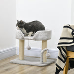 42cm Indoor Cat Tree, Kitty Play Tower W/ Toy Balls, Jute Scratching Post | Gray