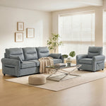 Modern Seater Sofa With Thick Cushion Side Pockets | L | Grey