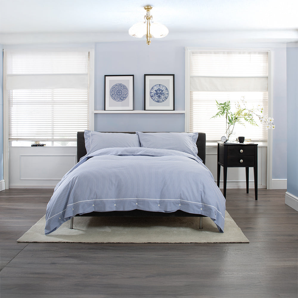 Southport Blue 100% Cotton Cuffed Finish Duvet Cover Set | Double | Blue