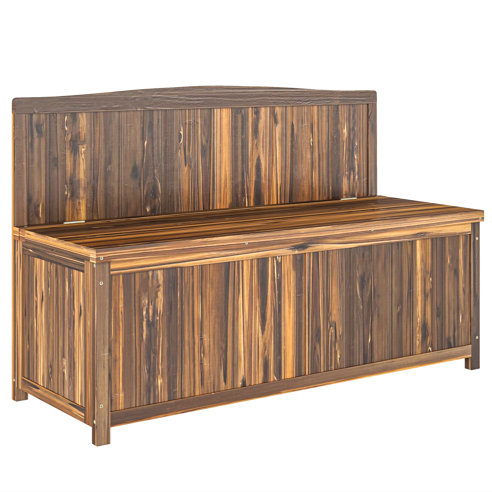 Wood Storage Bench For Patio, Outdoor Garden Seating | Brown