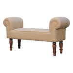 Solid Wood Boucle Cream Bench