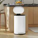 Slim Rectangular Pedal Bin With Soft-close Lid, 30l Kitchen Bin | White