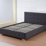 The Oslo Charcoal Linen Tufted Ottoman Bed Frame | Double | Charcoal