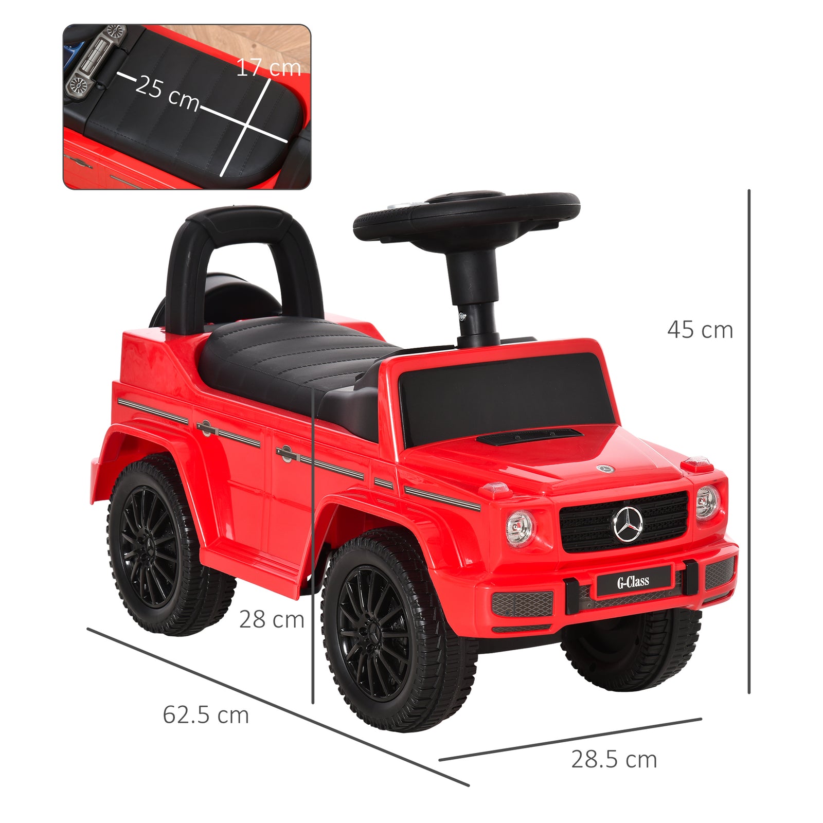 Benz G350 Kids Ride On Sliding Car W/ Under Seat Storage No Power | Red