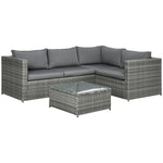 3pcs Rattan Dining Sofa Set Table Garden Furniture Outdoor | Gray