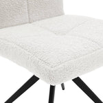 Set Of 2 Teddy Fleece Bar Stools With High Back And Black Metal Legs – Modern Armless Breakfast Chairs | White