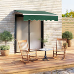 200cm W X 150cm D Outdoor Retractable Patio Awning For Window And Door | One Size | Green