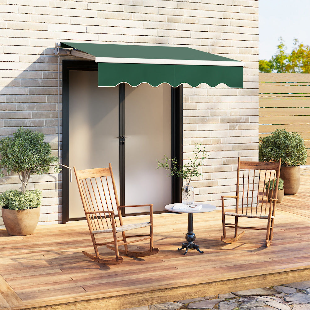 200cm W X 150cm D Outdoor Retractable Patio Awning For Window And Door | One Size | Green
