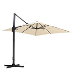 Large Square Patio Parasol With Durable Polyester Canopy, Pa Waterproof Coating, Adjustable Height, 360° Foot Pedal Rotation With Cross Base | One Size | Beige