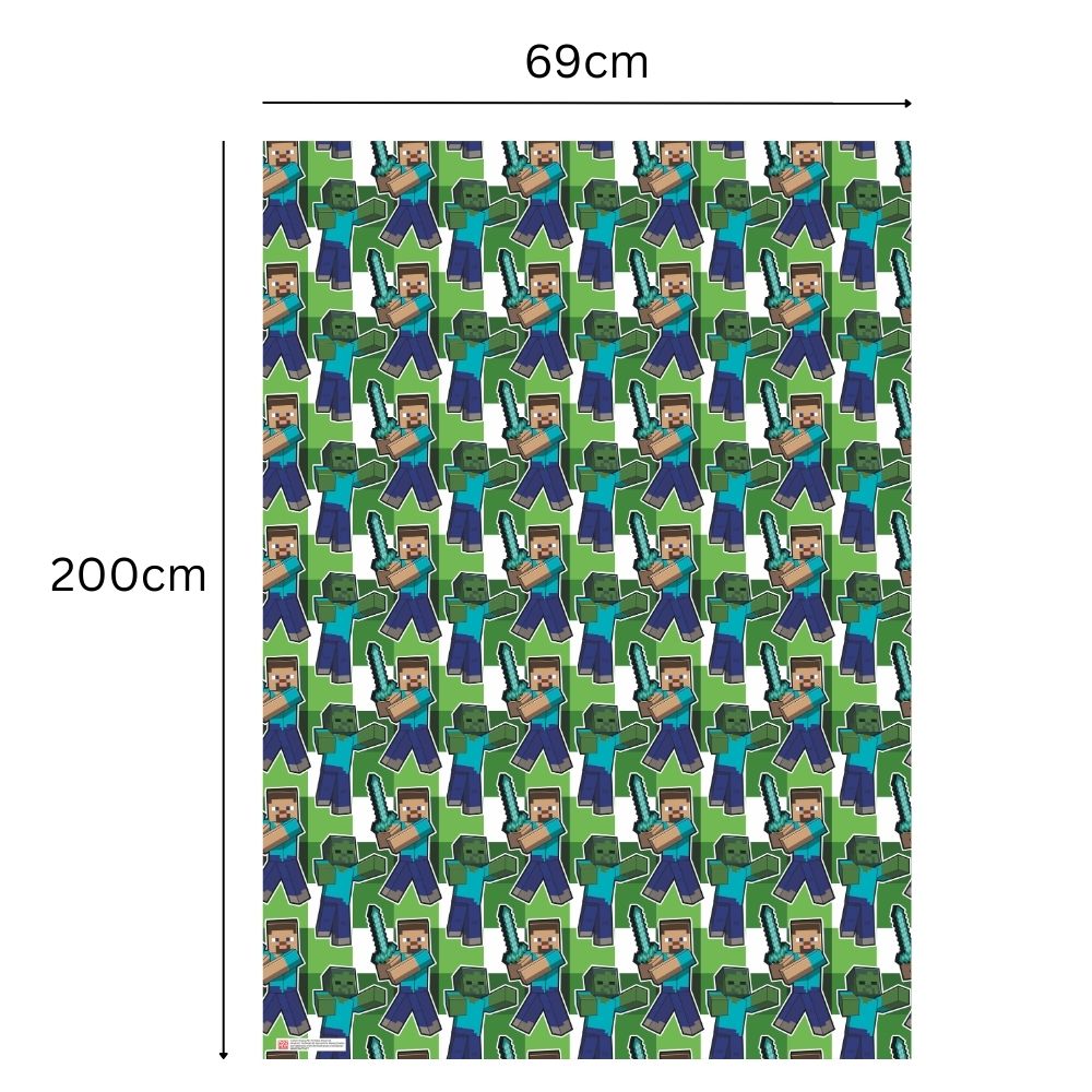 Minecraft Gift Wrap Roll 2m Official Product