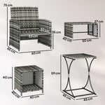 6 Piece Rattan Garden Furniture Set With Nesting Tables | Grey