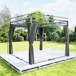 3 X 3 M Garden Pergola With Retractable Canopy, Curtains | Dark Grey