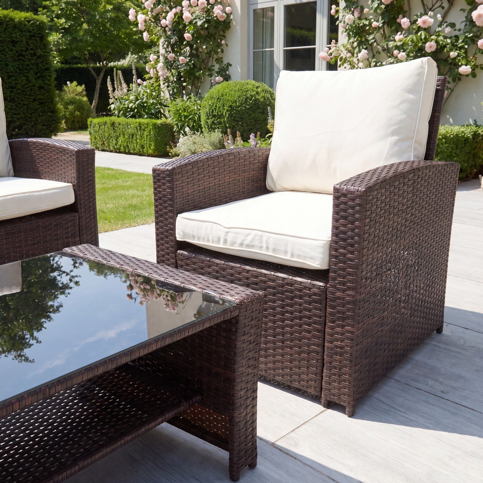 Pallini 4 Piece Rattan Patio Set | Brown