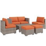 Outdoor Patio Furniture Set Weather Wicker Rattan Sofa Chair | Orange