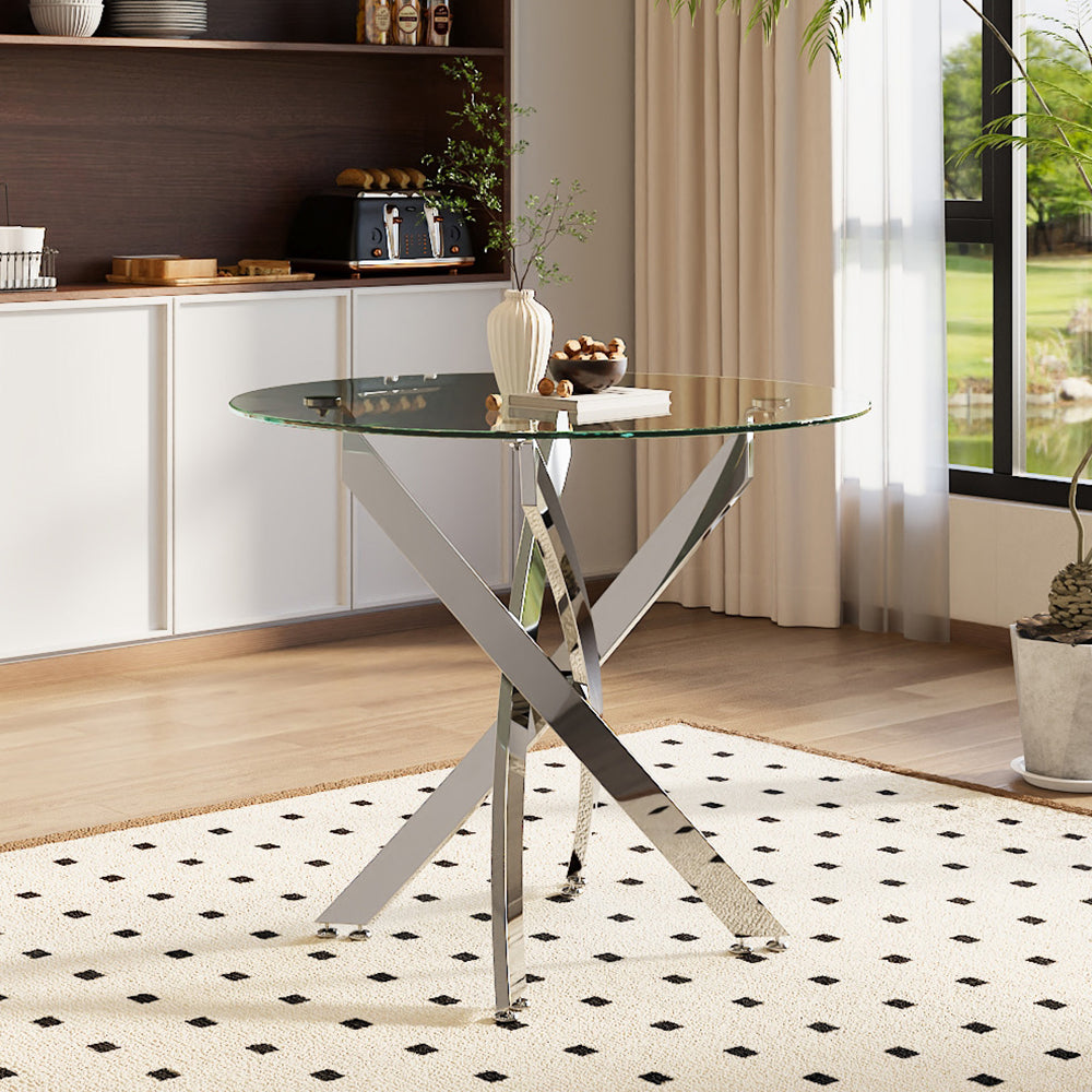 90cm Dia Stylish Tempered Glass Coffee Table