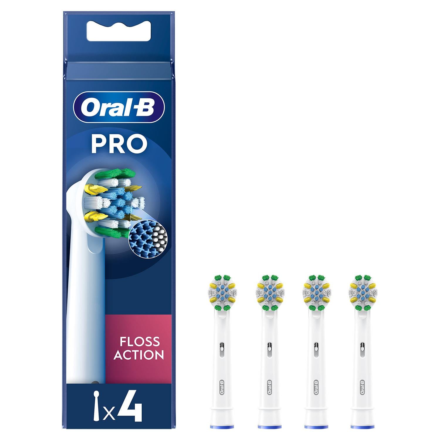 Floss Action White X-filaments Toothbrush Replacement Heads, Pack Of 4