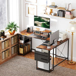 168cm Reversible L Shaped Desk, 240cm Two Person Desk | One Size | Brown