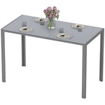 HOMCOM Modern Rectangular 4 Seater Dining Table With Tempered Glass Top