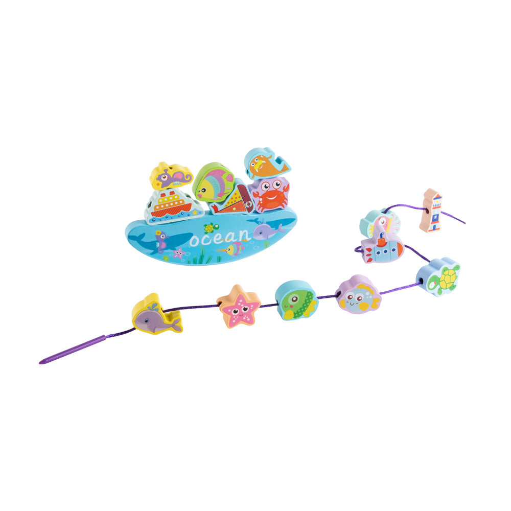 Undersea World Wooden Stacking Toys Balance Block Game For Toddlers