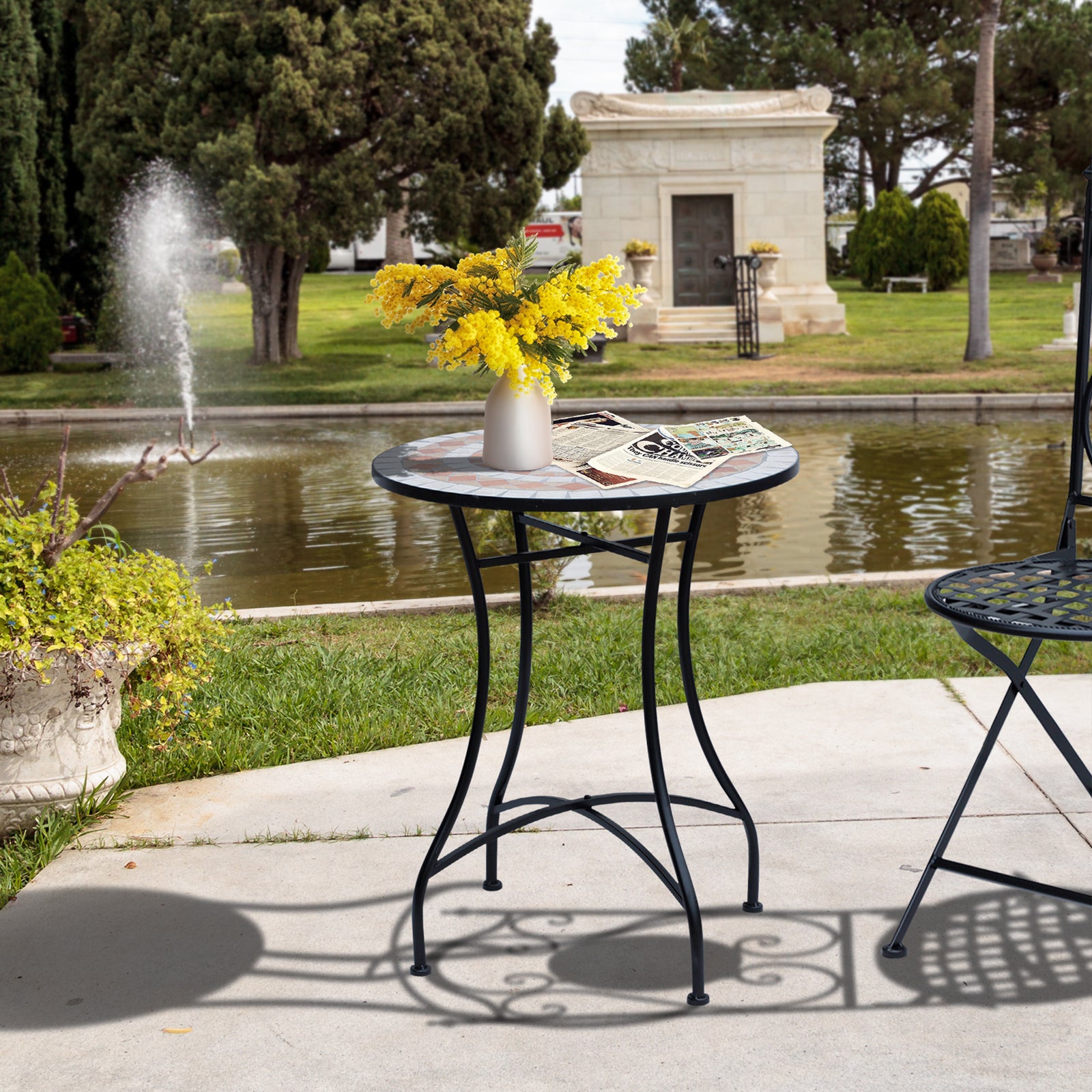 Mosaic Table Round Ceramic Bistro Garden Furniture