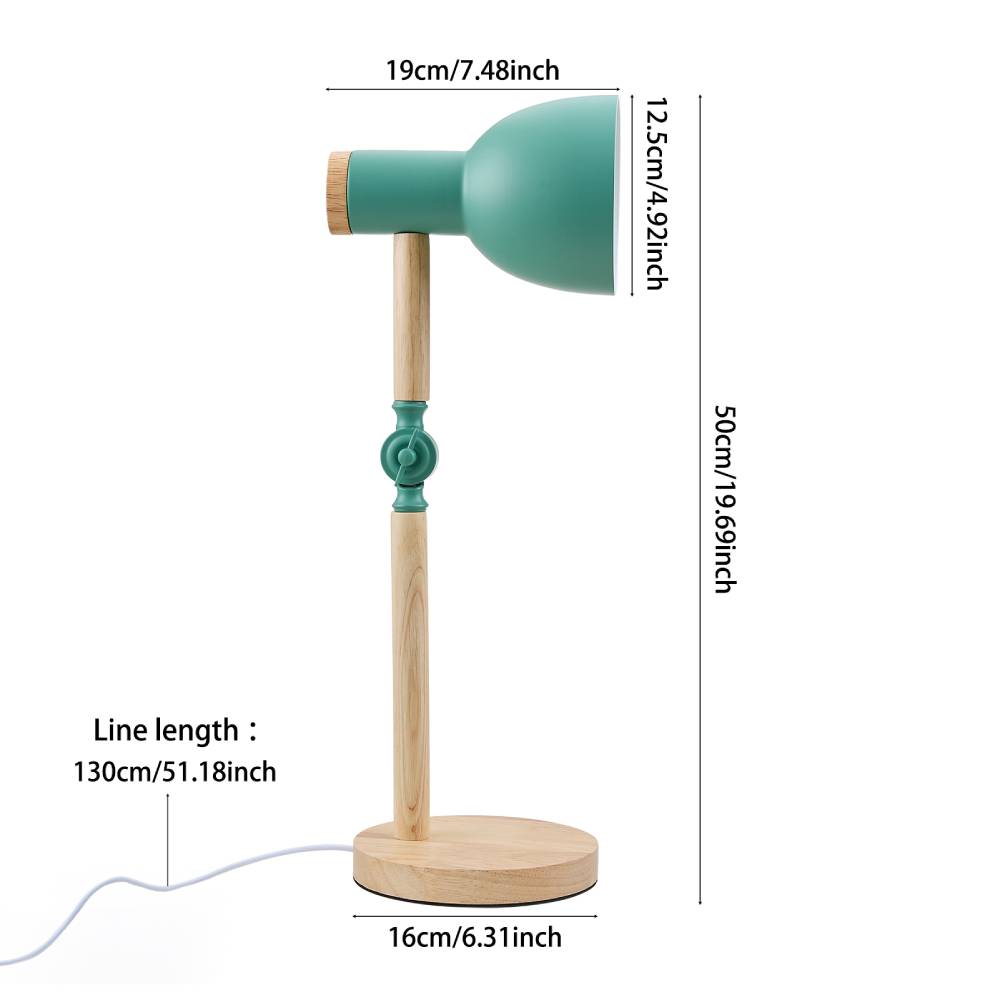 Metal & Wood Table Lamp With Adjustable Arm
