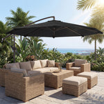 3 M Cantilever Parasol, Offset Umbrella With Cover And Wind Ropes | Black