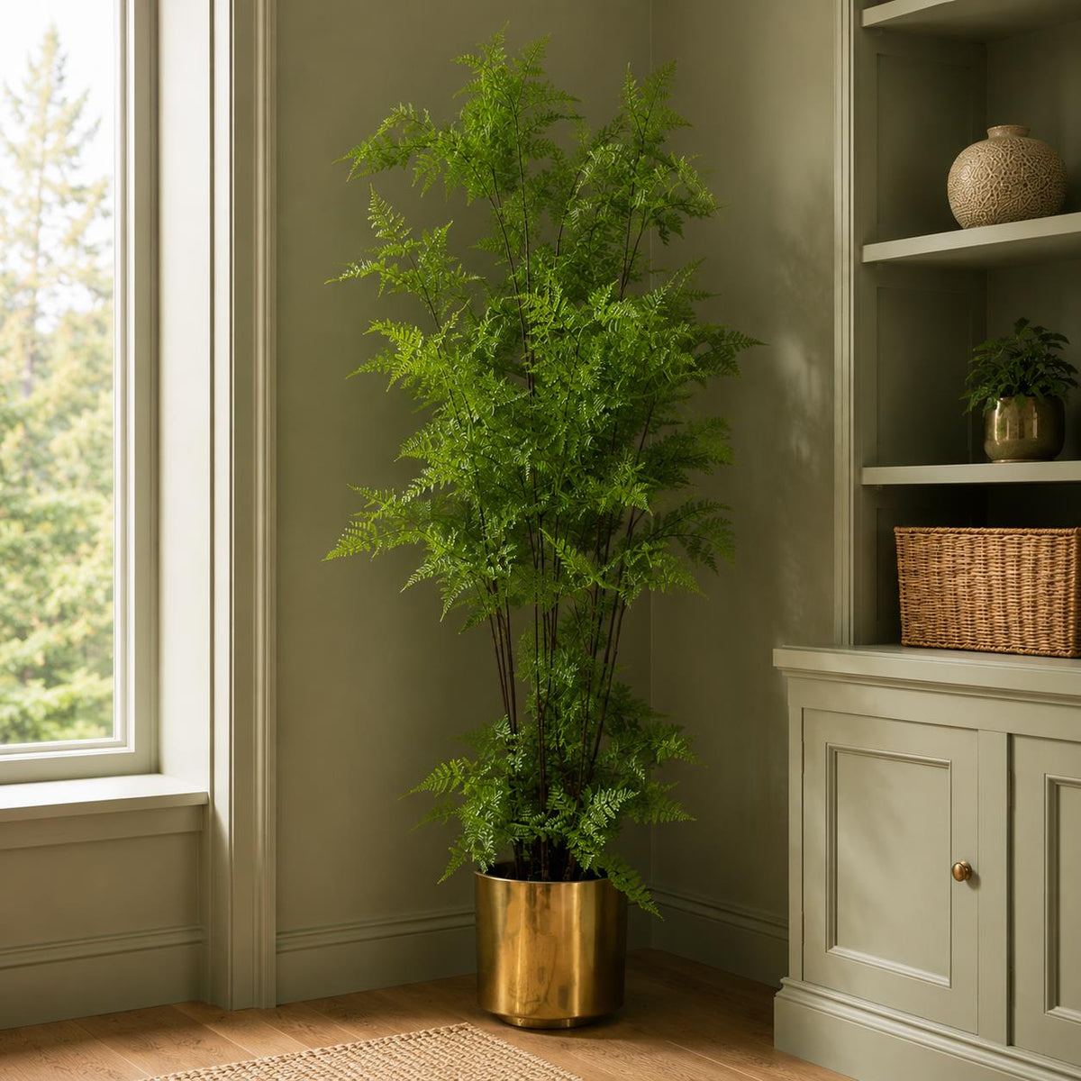 150cm Artificial Moss Base Fern Foliage Plant With Gold Planter