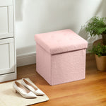 Foldable Sherpa Fleece Storage Ottoman, 38 x 38 x 38cm | Pink