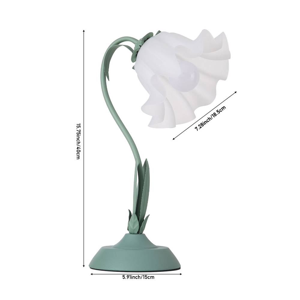 Floral-Inspired LED Table Lamp – Green Iron Stem with Acrylic Petal Shade for Soft and Elegant Ambient Lighting