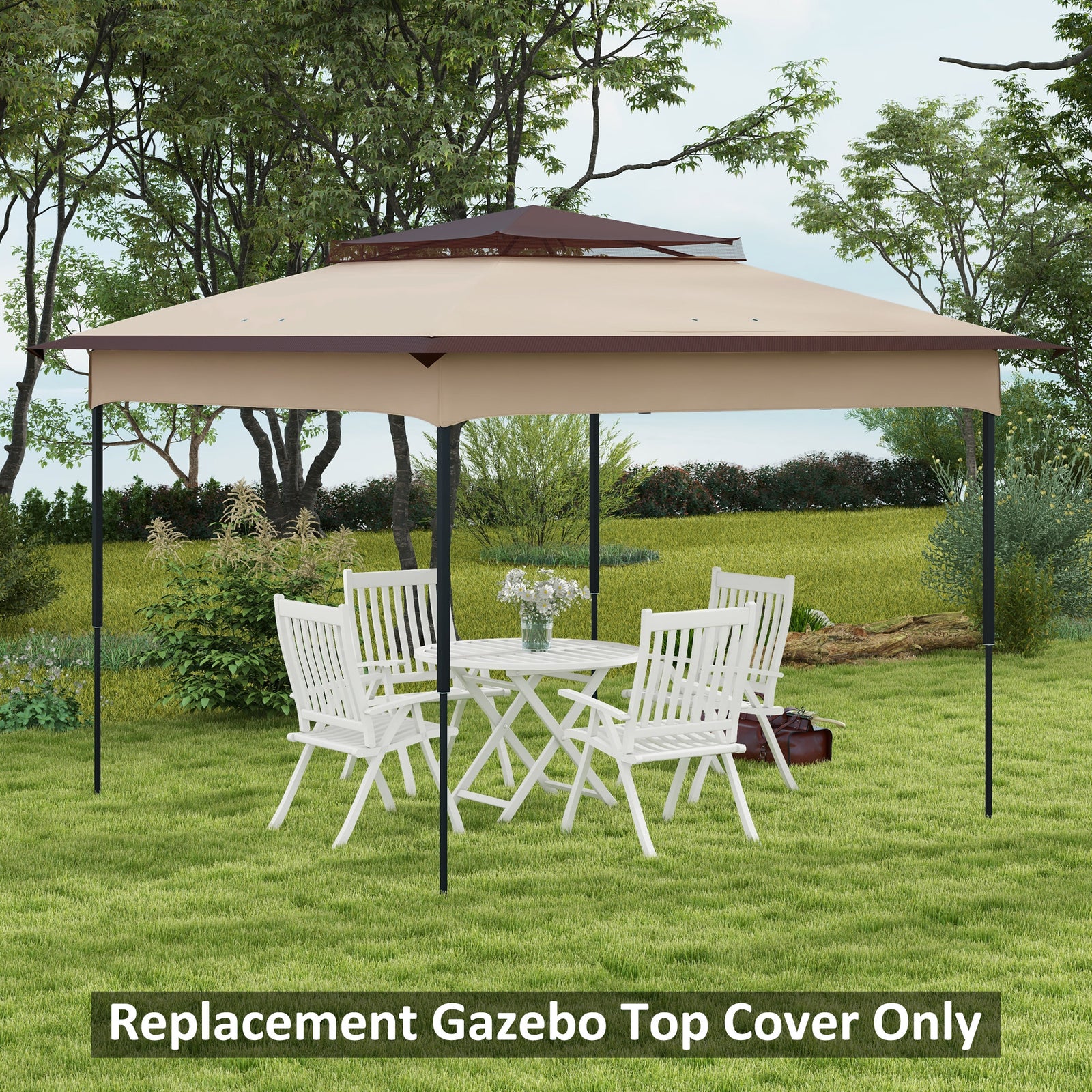 2-tier Gazebo Cover Replacement, 30+ Uv Protection | Beige