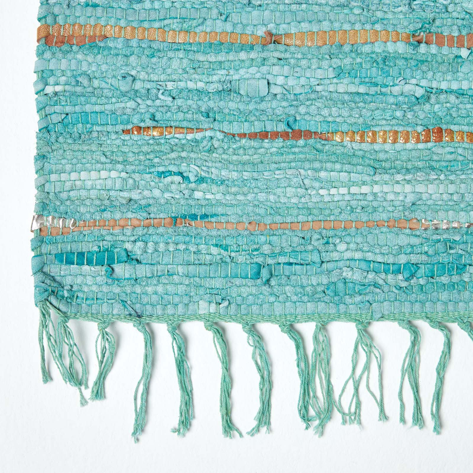 Leather Glitter Rug | 200cm | Turquoise