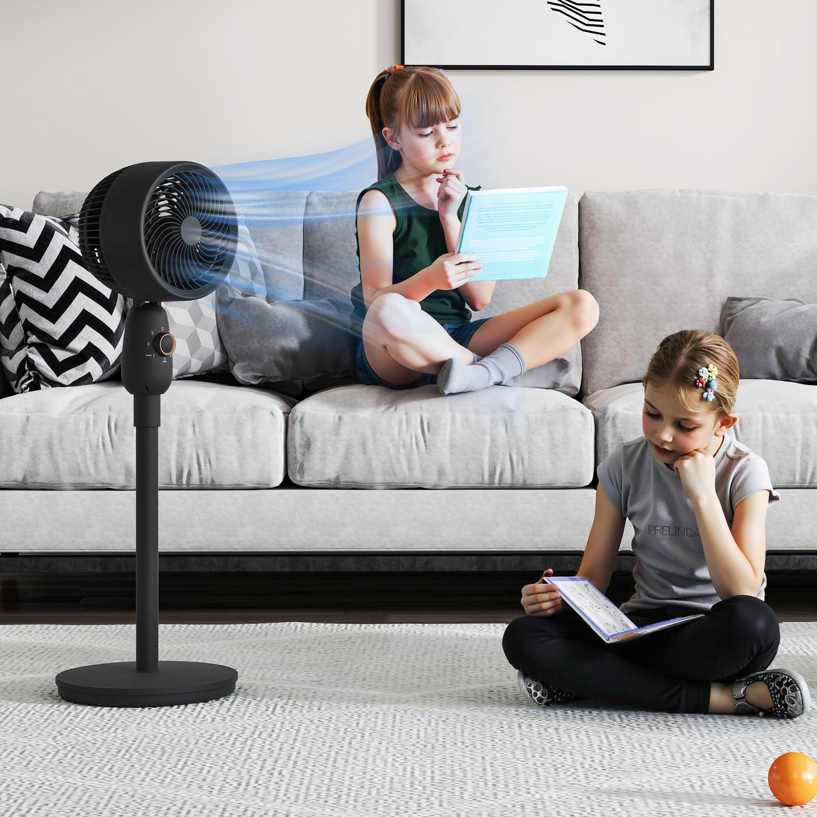 Pedestal Fan For Bedroom Powerful Air Circulator W/ 3 Speed | One Size | Black
