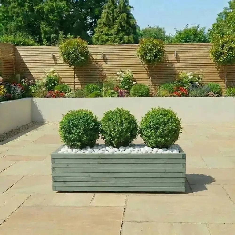 Pine Wooden Trough Planter With Feet | 120cm x 42cm x 38cm | Green