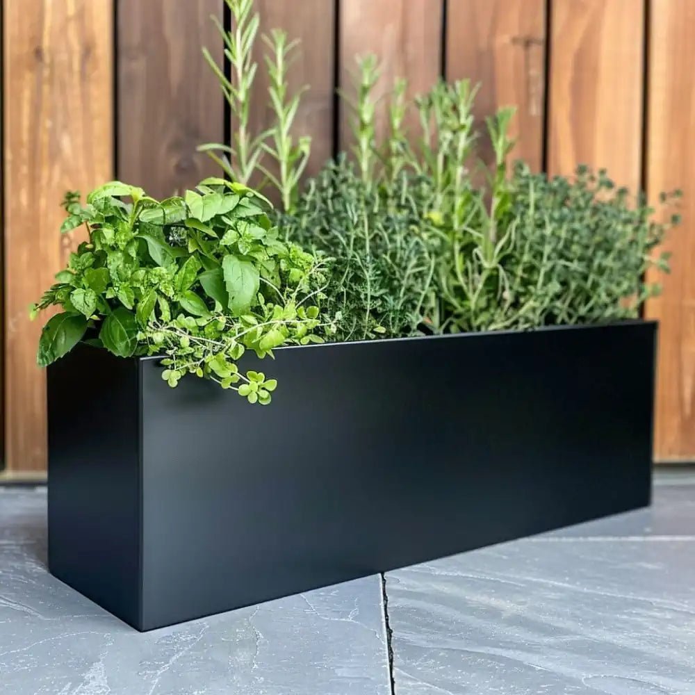 Zinc Galvanised Trough Planter | 70cm x 24cm x 24cm | Matte Black