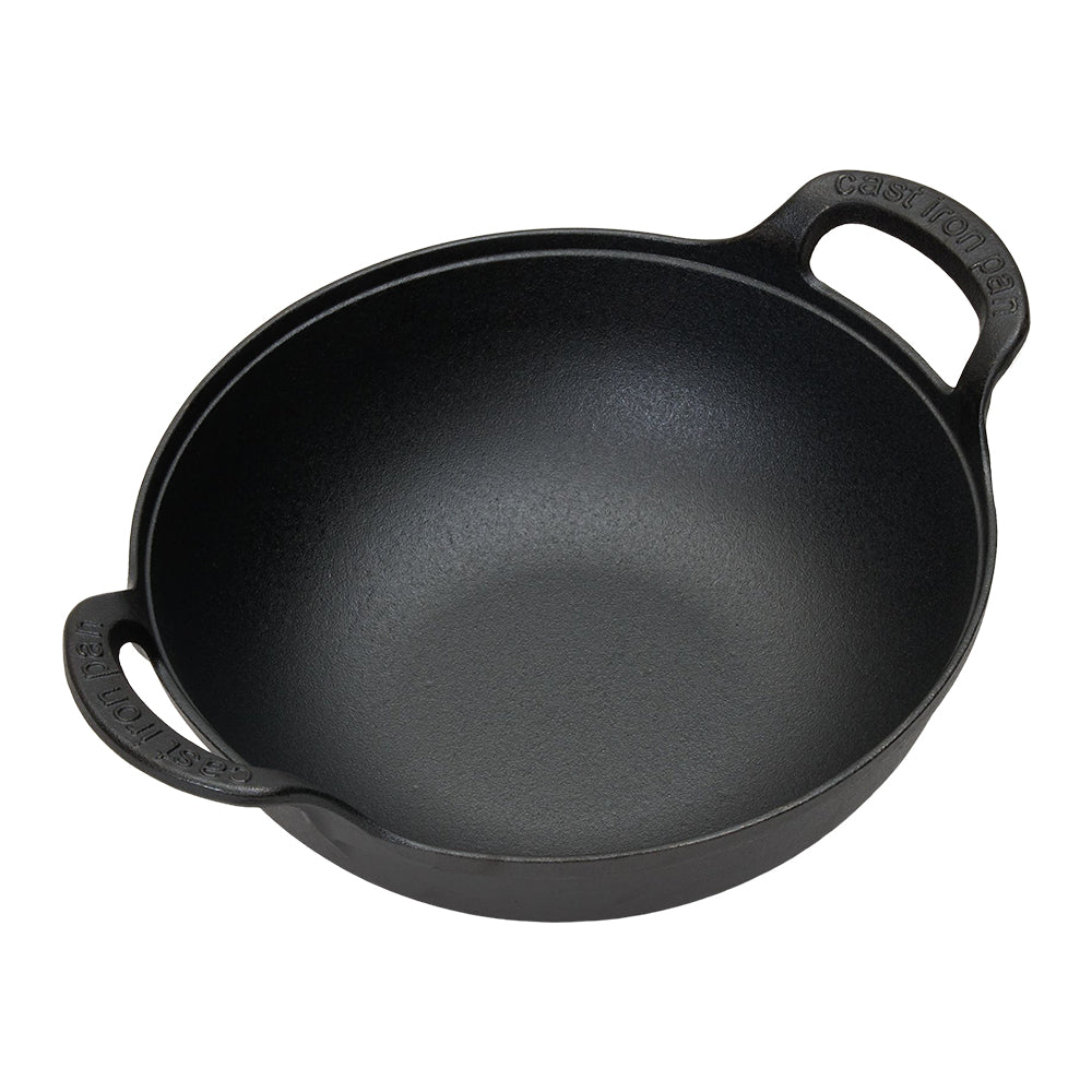 25cm/27cm/30cm Dia Cast Iron Wok With Dual Handles | Large