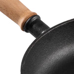 25/27cm Dia Round Cast Iron Skillet With Removable Wooden Handle | Small | Black